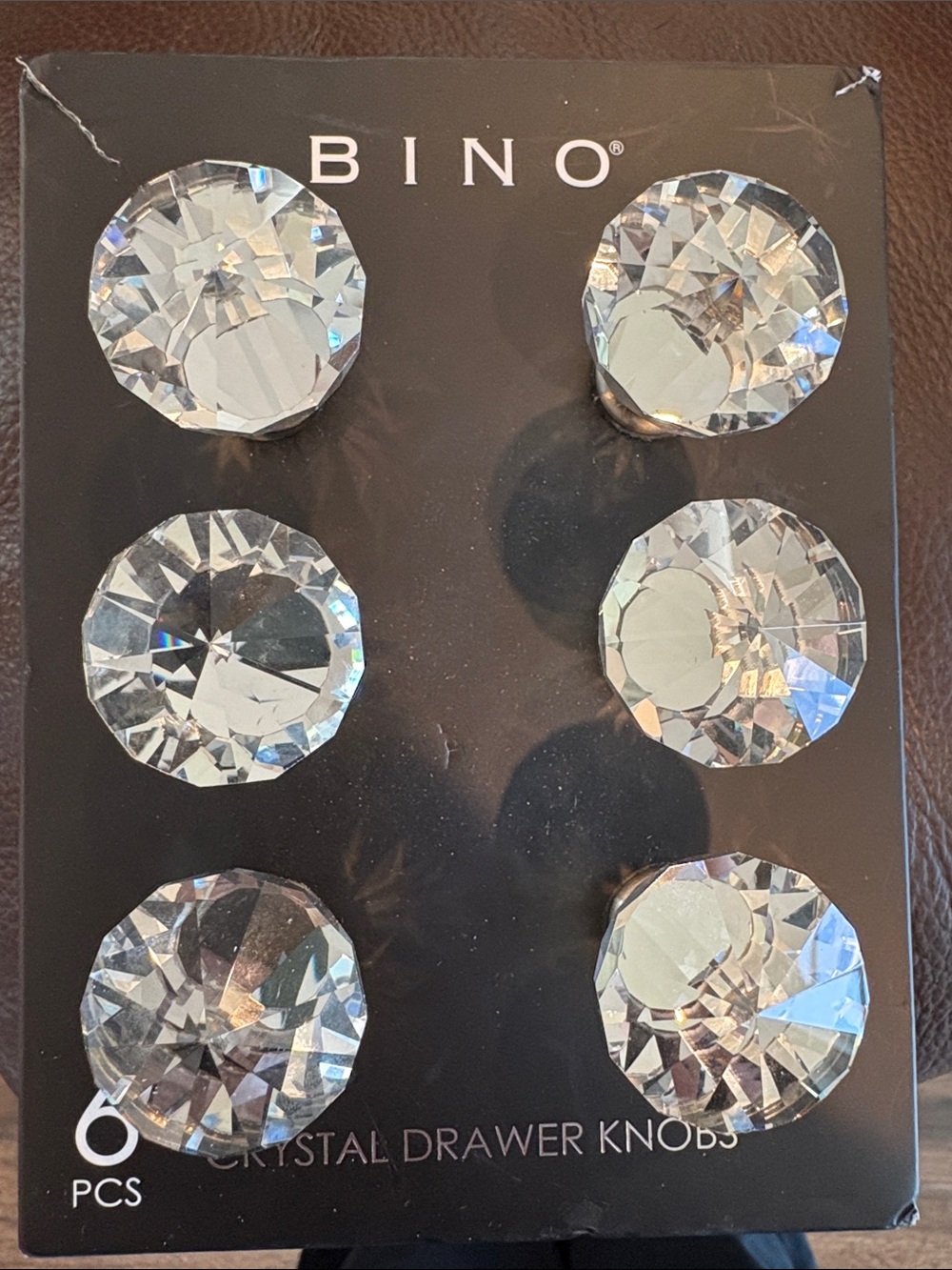 BINO Crystal Drawer Knobs - Clear Faceted Set of 6